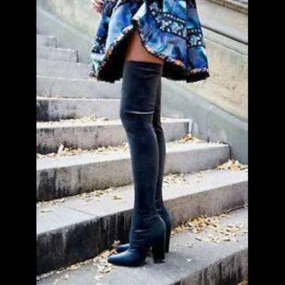 Zara thigh high blue boots 39 - Picture 2 of 8